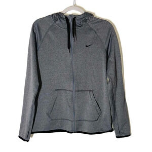 Nike DriFit Zip Up Grey Hooded Zip Up Sweatshirt Size Medium
